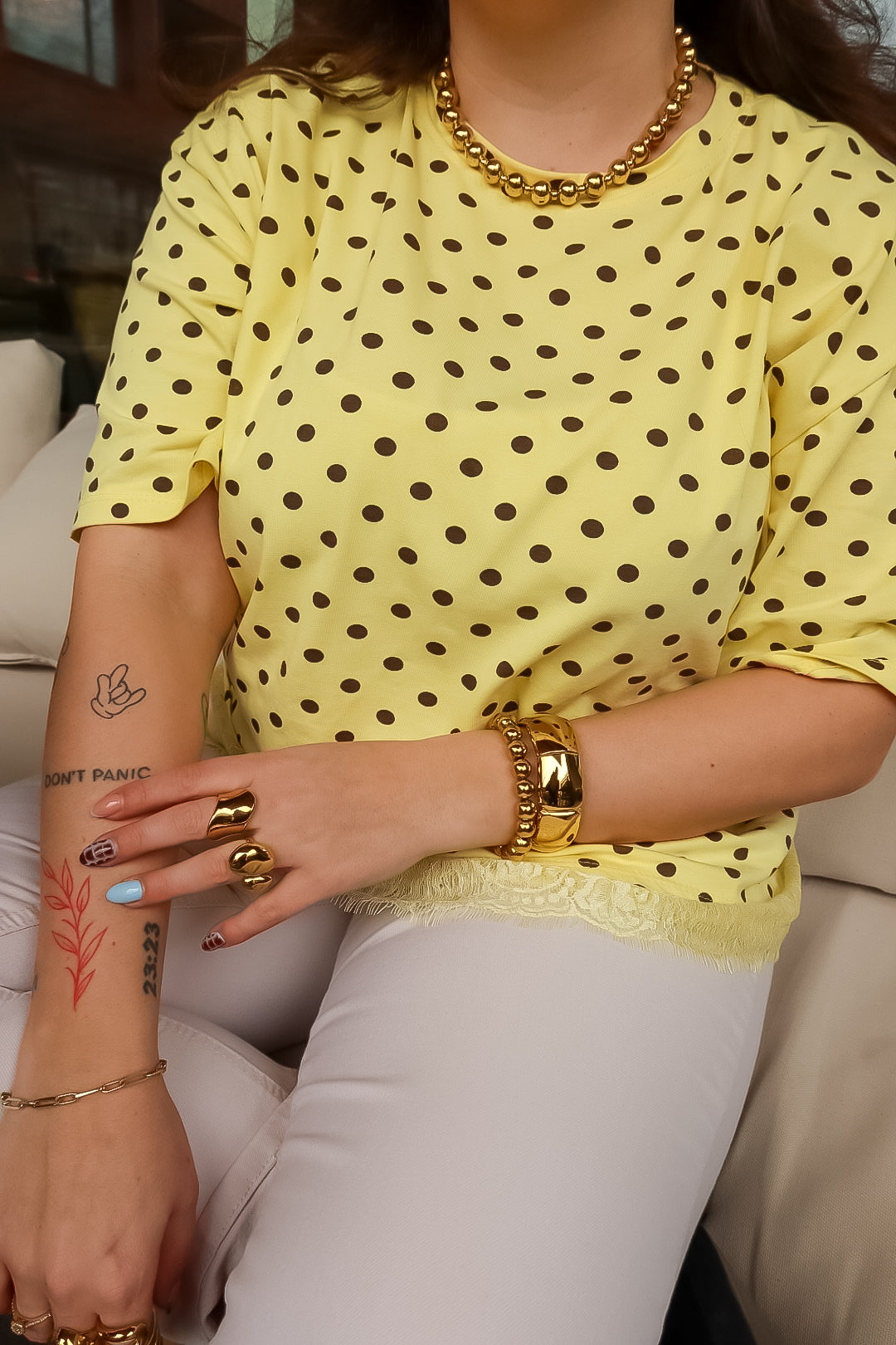 Polka Dot Shirt Geel - Frenky's Fashion