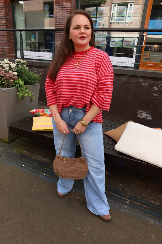 Shirt met Open Rug Rood/Roze