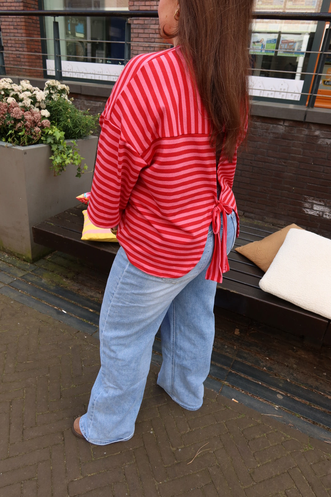 Shirt met Open Rug Rood/Roze