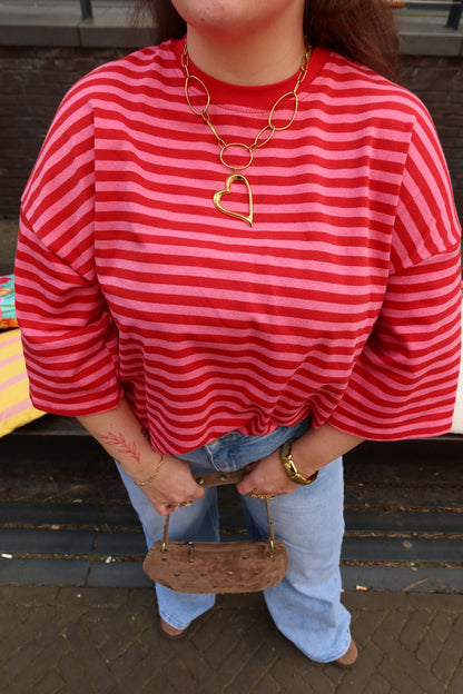 Shirt met Open Rug Rood/Roze