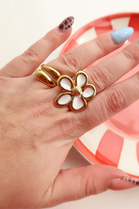 Gouden Bloem Ring
