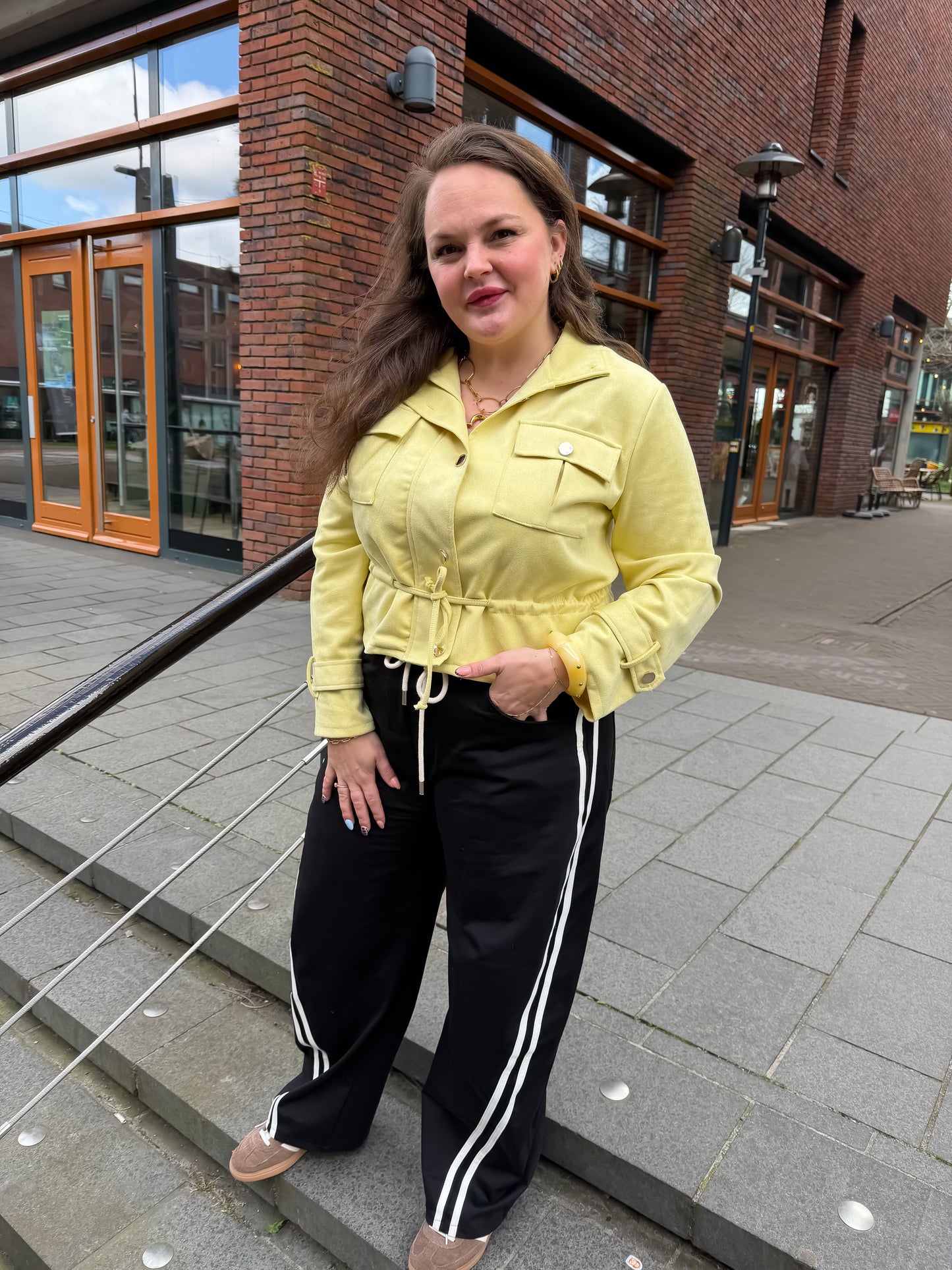 Jacket met Trekkoord Limegeel