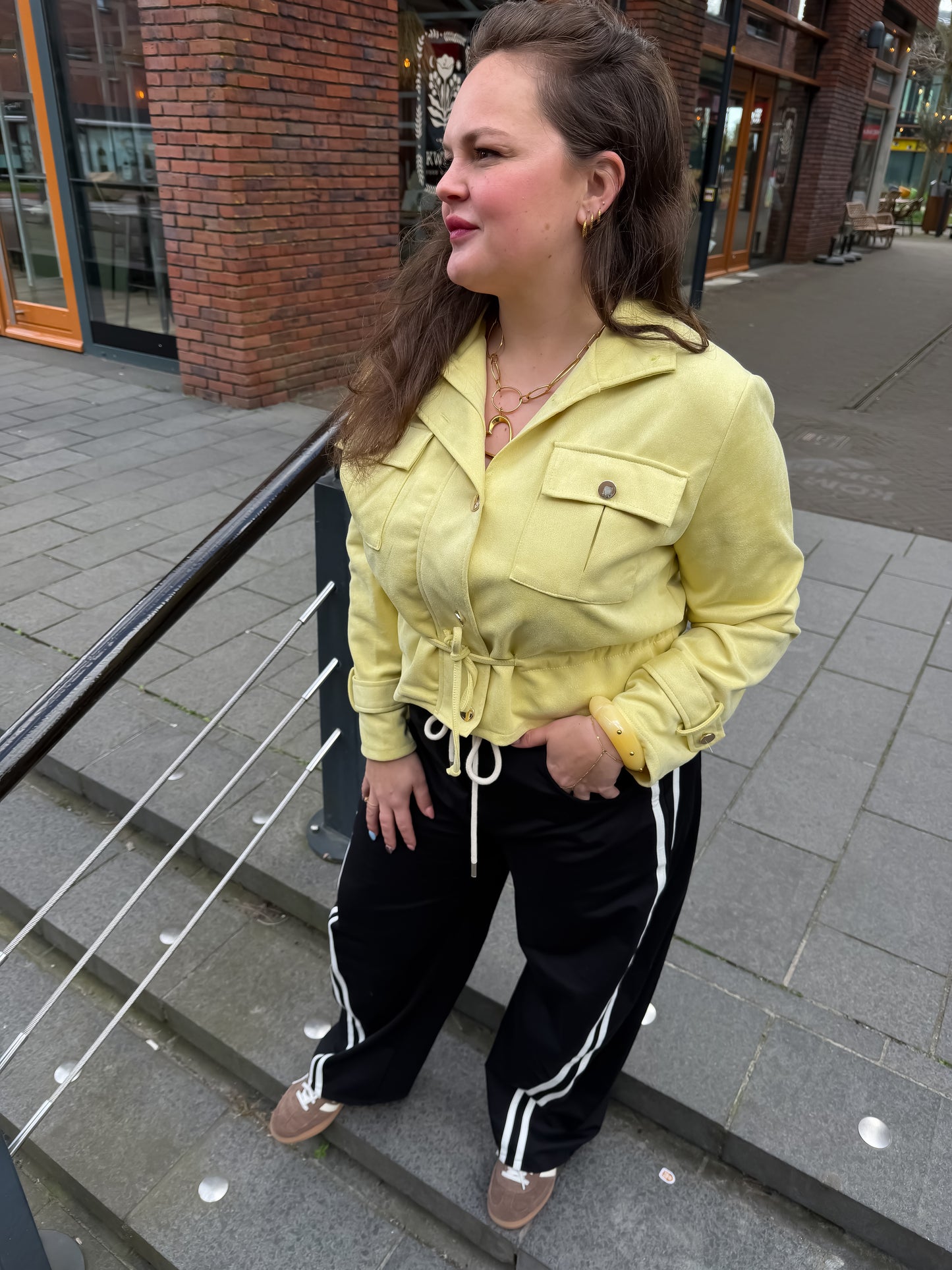 Jacket met Trekkoord Limegeel