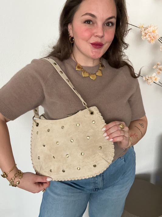 Boho Stud Schoudertas Beige - Frenky's Fashion
